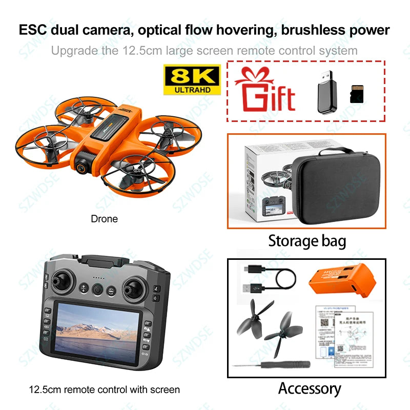 Professional Mini Drone S156 FPV 8K HD Camera Brushless Motor Obstacle Avoidance Foldable Quadcopter With LED Screen Remote