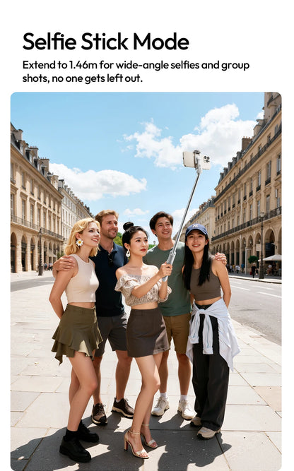 Original Ulanzi MT86 Auto Opening Selfie Stick Tripod With Cold Shoe Mount And 1.46m Extension For Vlog Live Streaming