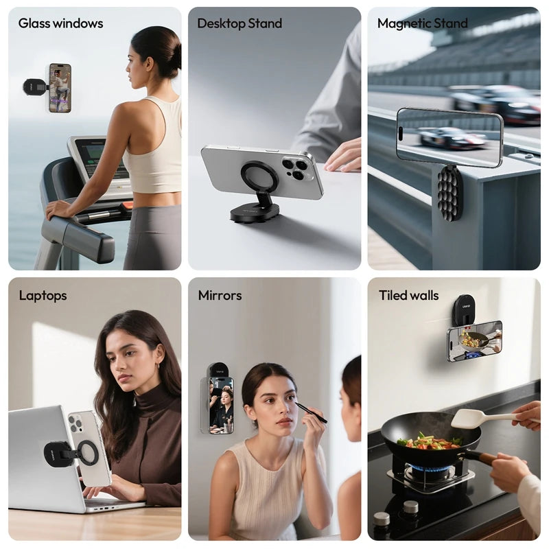 Ulanzi MA39 MagLock Suction Cup Phone Suction Mount Magnetic Stand Desktop Stand for Smartphone Glass Windows Mirrors Laptops