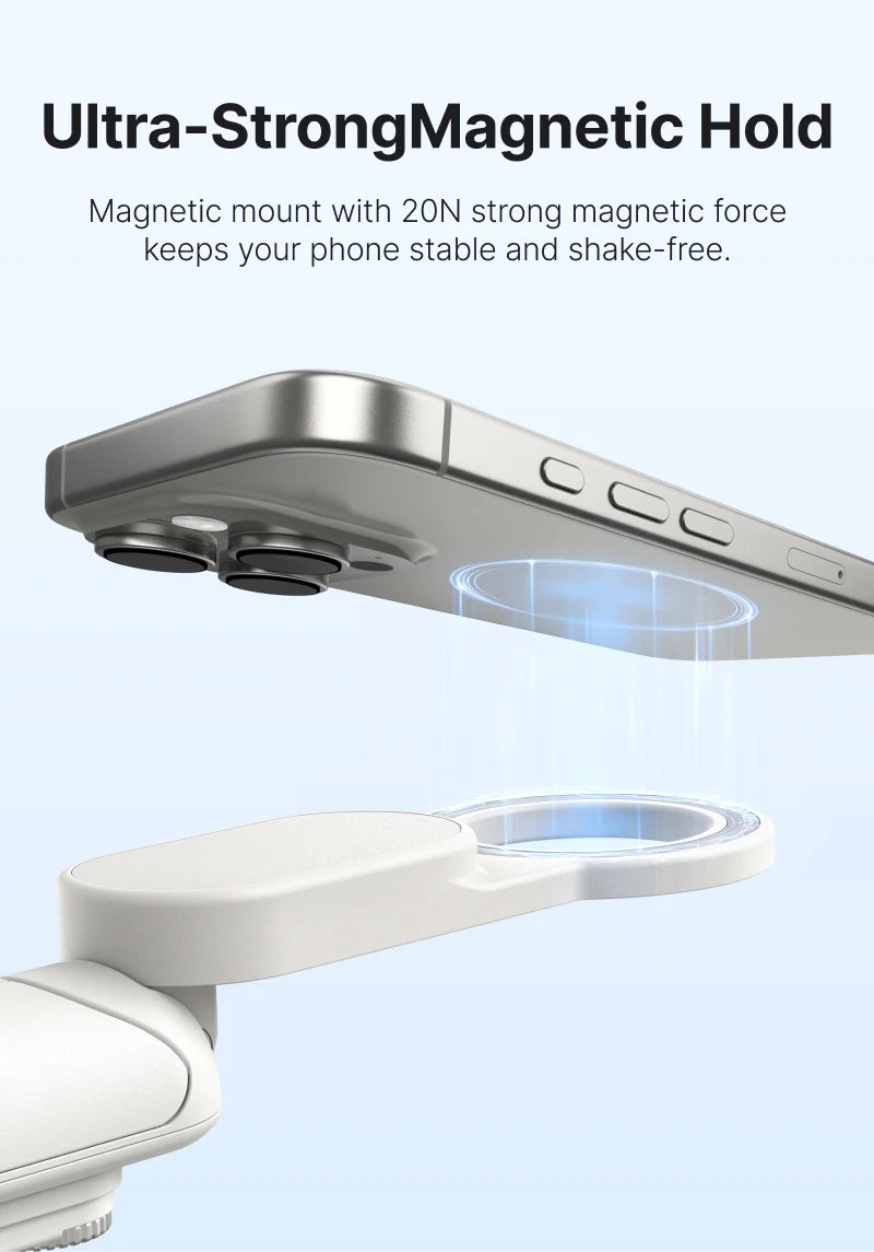 Telesin Magnetic Selfie Stick and Mini Tripod Portable Foldable Pole Extend To 60cm for Smartphone Macro Photography
