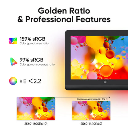 XPPen Artist Pro 16 (Gen 2) Graphics Tablet Monitor 16-inch Drawing Display 16K Pressure Levels 2.5K Resolution Windows Android