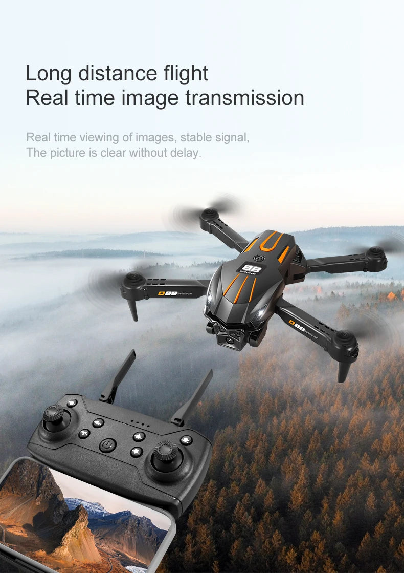 NewD88 4K RC Drone,360°Flip,Headless Mode,One Key Return,Altitude Hold,WiFi FPV,Dual Cam Switch,90°Lens Adjust,Birthday Gift Toy