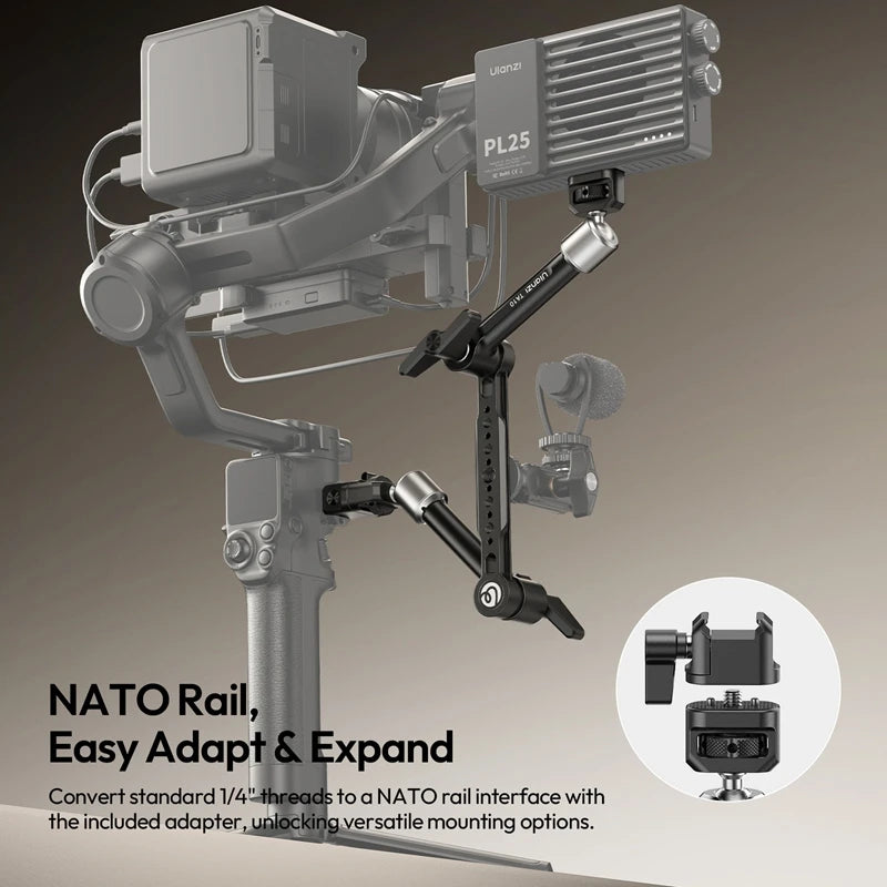 Ulanzi TA10 3-Section Articulating Arm Magic Arm for Camera Fill Light Microphone Live Monitor Magic Arm