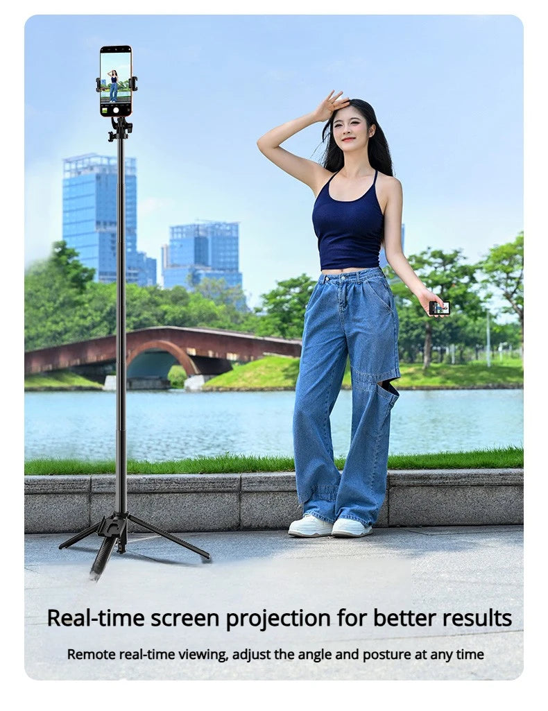 Smartphone Rear Selfie Screen with Selfie Stick Tripod suit.Selfie Pole Real-time Projection,for Vlog/Travel/Selfie/Group Photos
