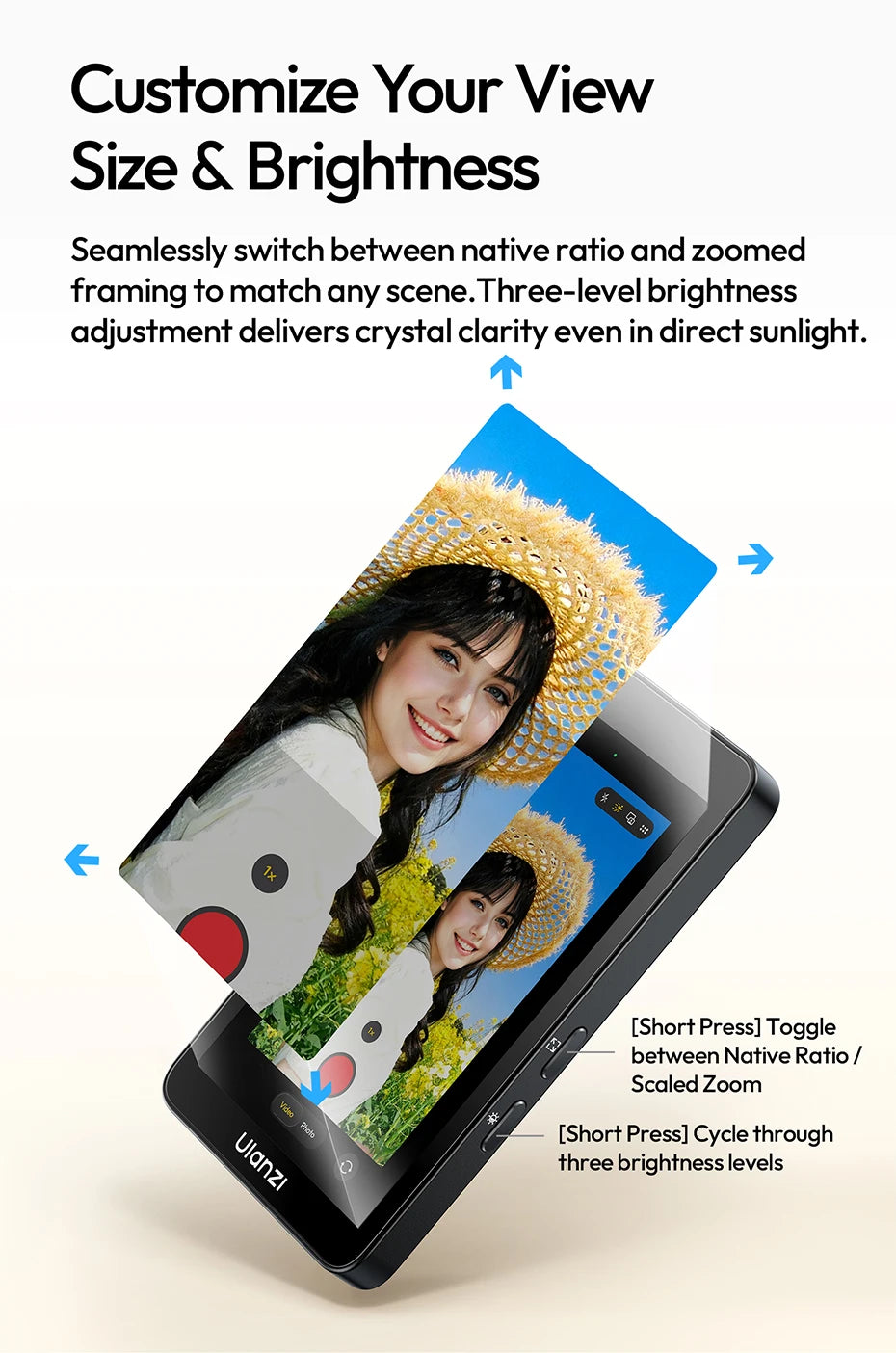 Ulanzi VM1 Vlog Selfie Monitor Screen for iPhone 17 16 15 Selfie Monitor Screen with Magnetic Ring Livestreaming Vlog Shots