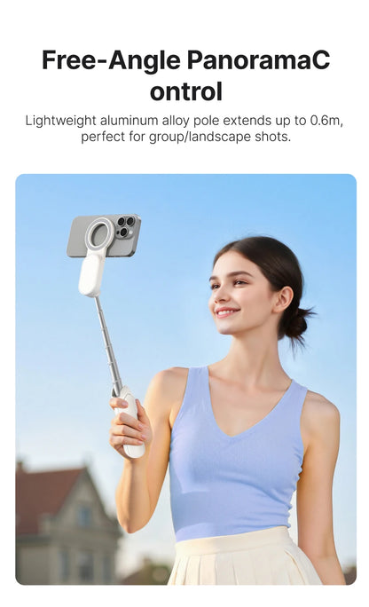 Telesin Magnetic Selfie Stick and Mini Tripod Portable Foldable Pole Extend To 60cm for Smartphone Macro Photography