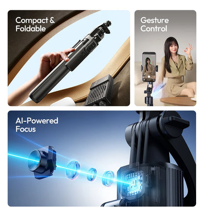 Ulanzi TT23 Auto-Tracking Selfie Stick Tripod Foaldable Selfie Tripod for Smartphone Camera for Gopro with Bluetooth for Travel