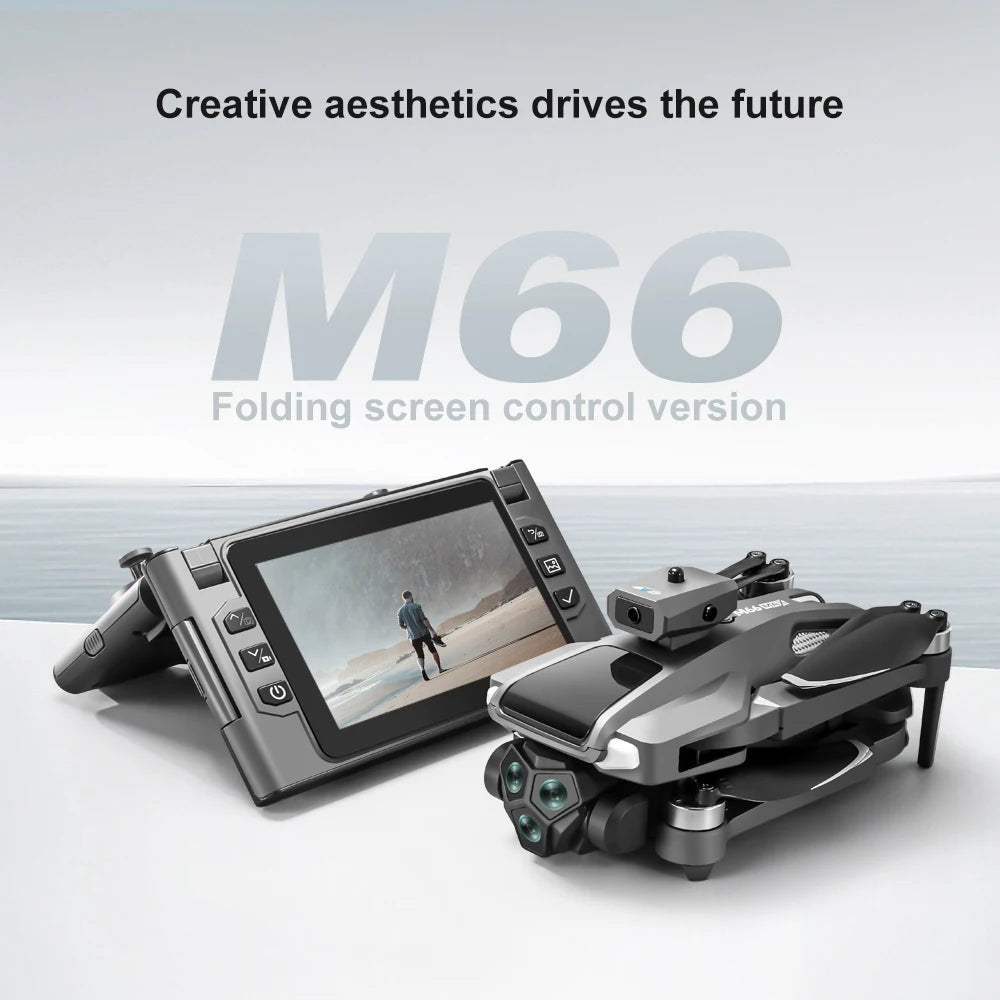 Foldable M66 RC Drone with 4.5in HD Foldable Screen,5G Smooth Image,Brushless Motor,Foldable Compact Quadcopter for Travel Aeri