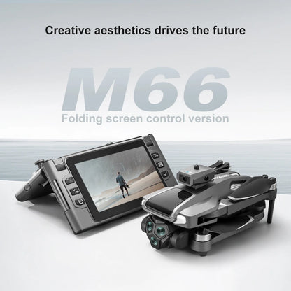 Foldable M66 RC Drone with 4.5in HD Foldable Screen,5G Smooth Image,Brushless Motor,Foldable Compact Quadcopter for Travel Aeri
