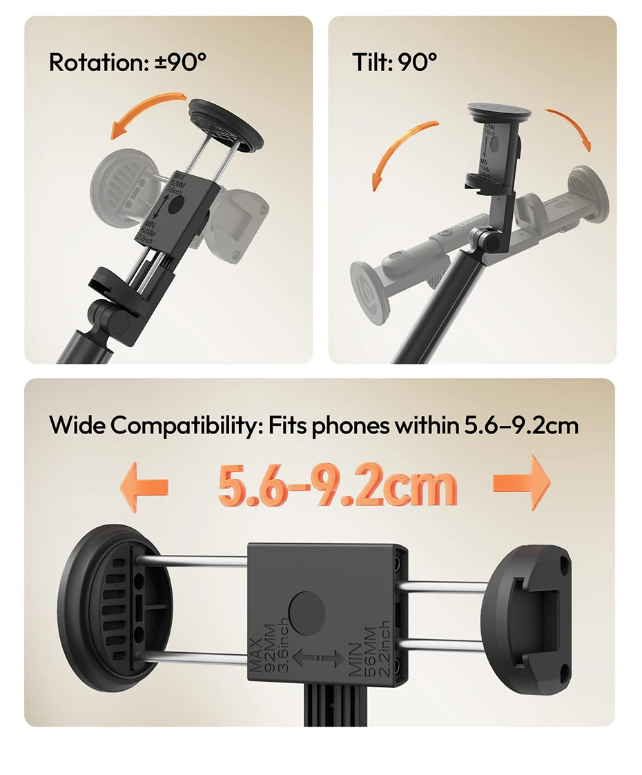 Original Ulanzi MT86 Auto Opening Selfie Stick Tripod With Cold Shoe Mount And 1.46m Extension For Vlog Live Streaming
