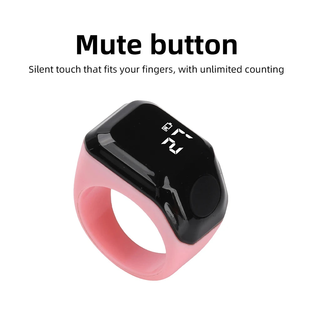 Bluetooth Ring Counter OLED APP Control Vibration Reminder Max 9999 Count 120mAh Battery Type-C Touch Portable Finger Counter
