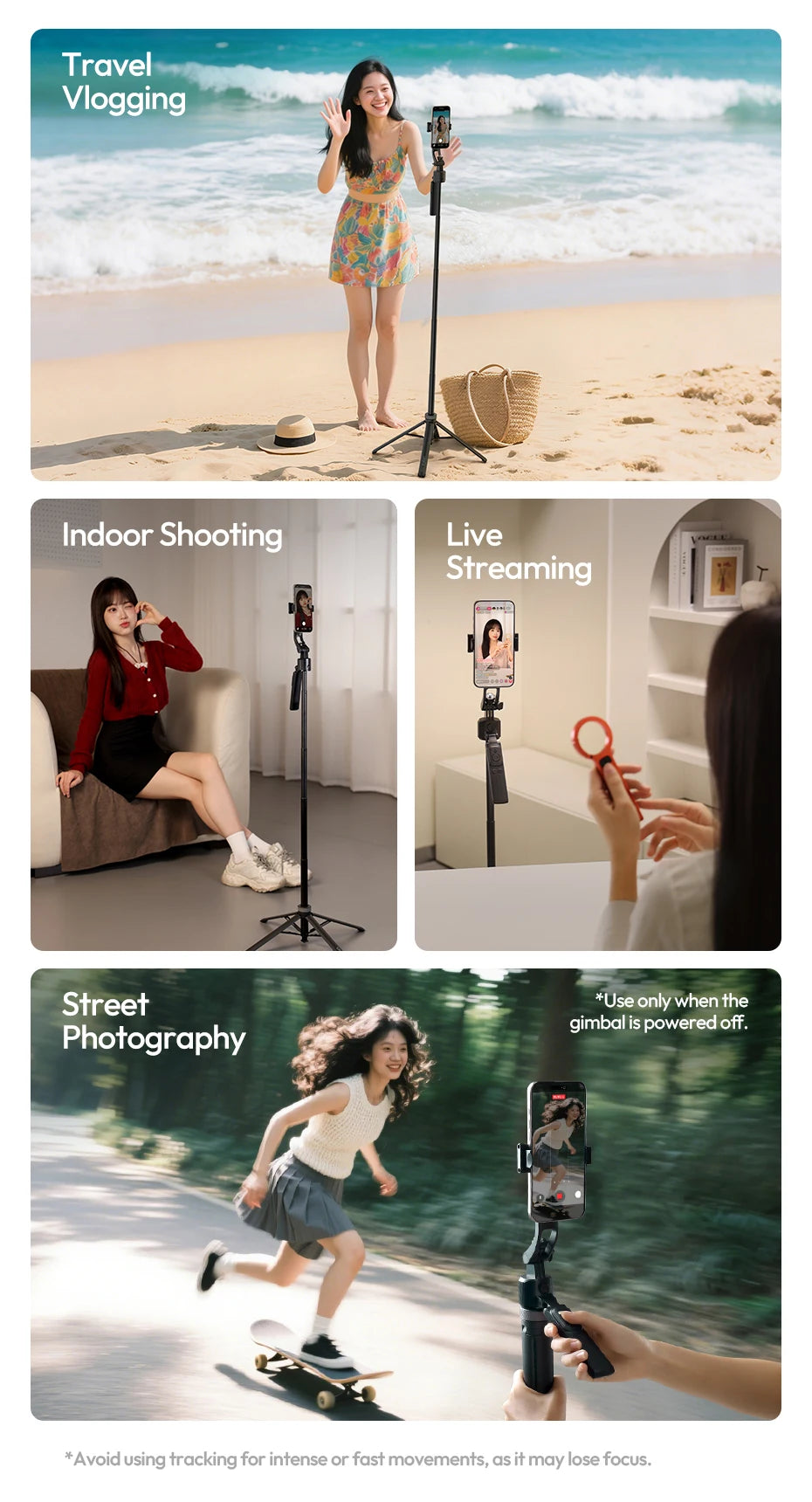 Ulanzi TT23 Auto-Tracking Selfie Stick Tripod Foaldable Selfie Tripod for Smartphone Camera for Gopro with Bluetooth for Travel