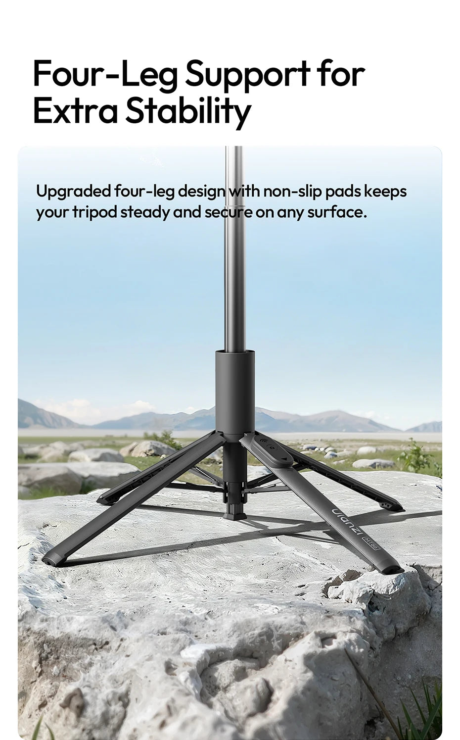Original Ulanzi MT86 Auto Opening Selfie Stick Tripod With Cold Shoe Mount And 1.46m Extension For Vlog Live Streaming