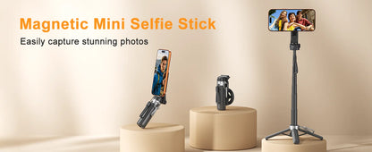 Magnetic Selfie Stick with Remote for Cell Phone 360° Rotation Transforms into Mini Tripod/Handheld Stabilizer/Phone Stand