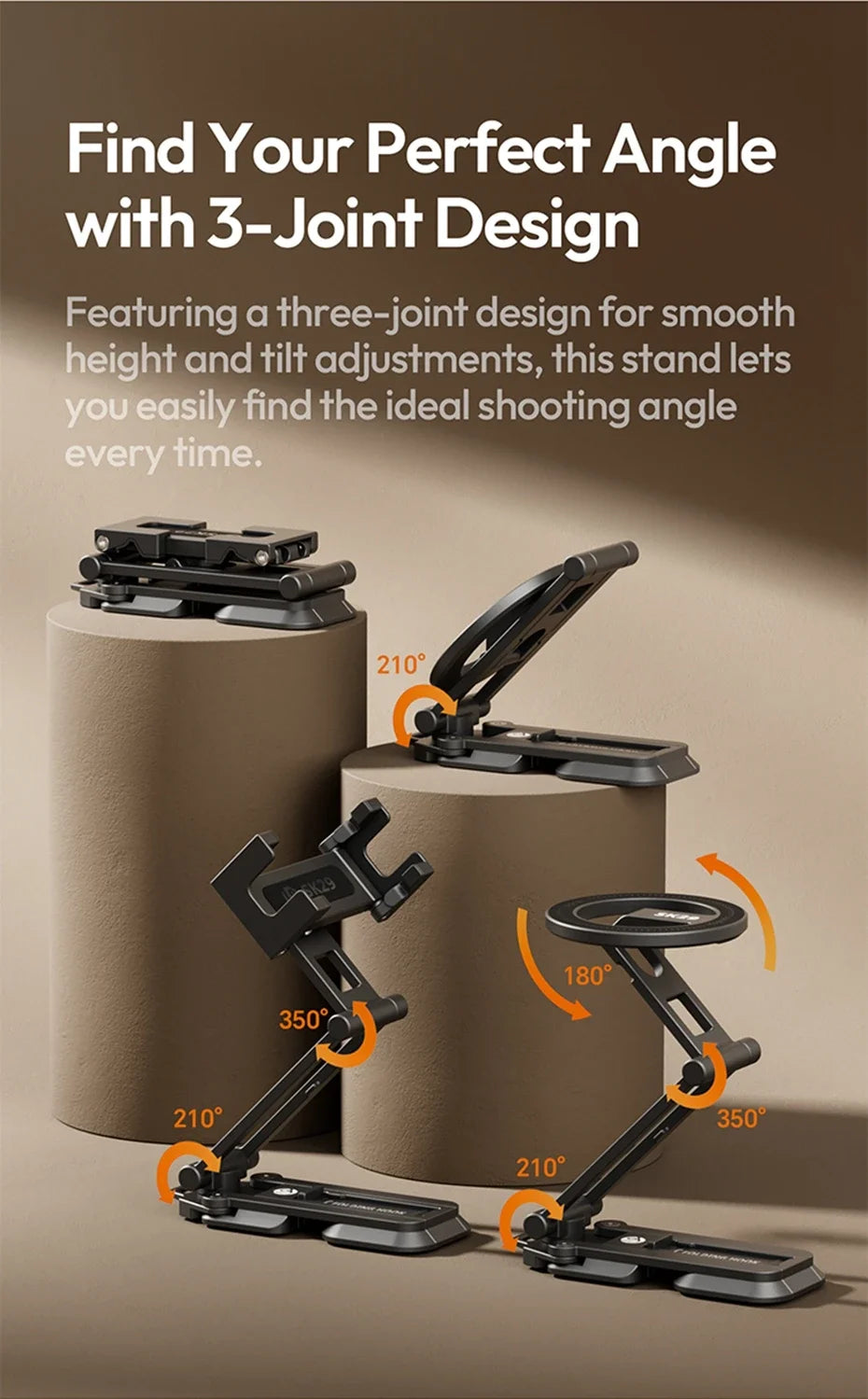 Original Ulanzi SK29 Foldable Magnetic Phone Stand Phone Clamp Selfie Stick Desktop Tripod 360° Rotation for Vlog Livestreaming