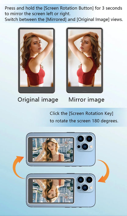 LINIM Magnetic Wireless Selfie Monitor Screen Phone Rear Camera for Vlog Live Stream Compatible for iPhone Android