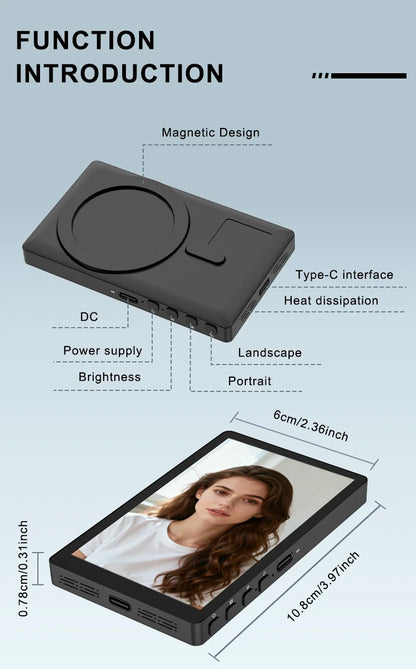 Vlog Screen Selfie Monitor, Magnetic Phone Holder Clip Mount, Using Phone Rear Camera for Selfie Vlog Live Stream