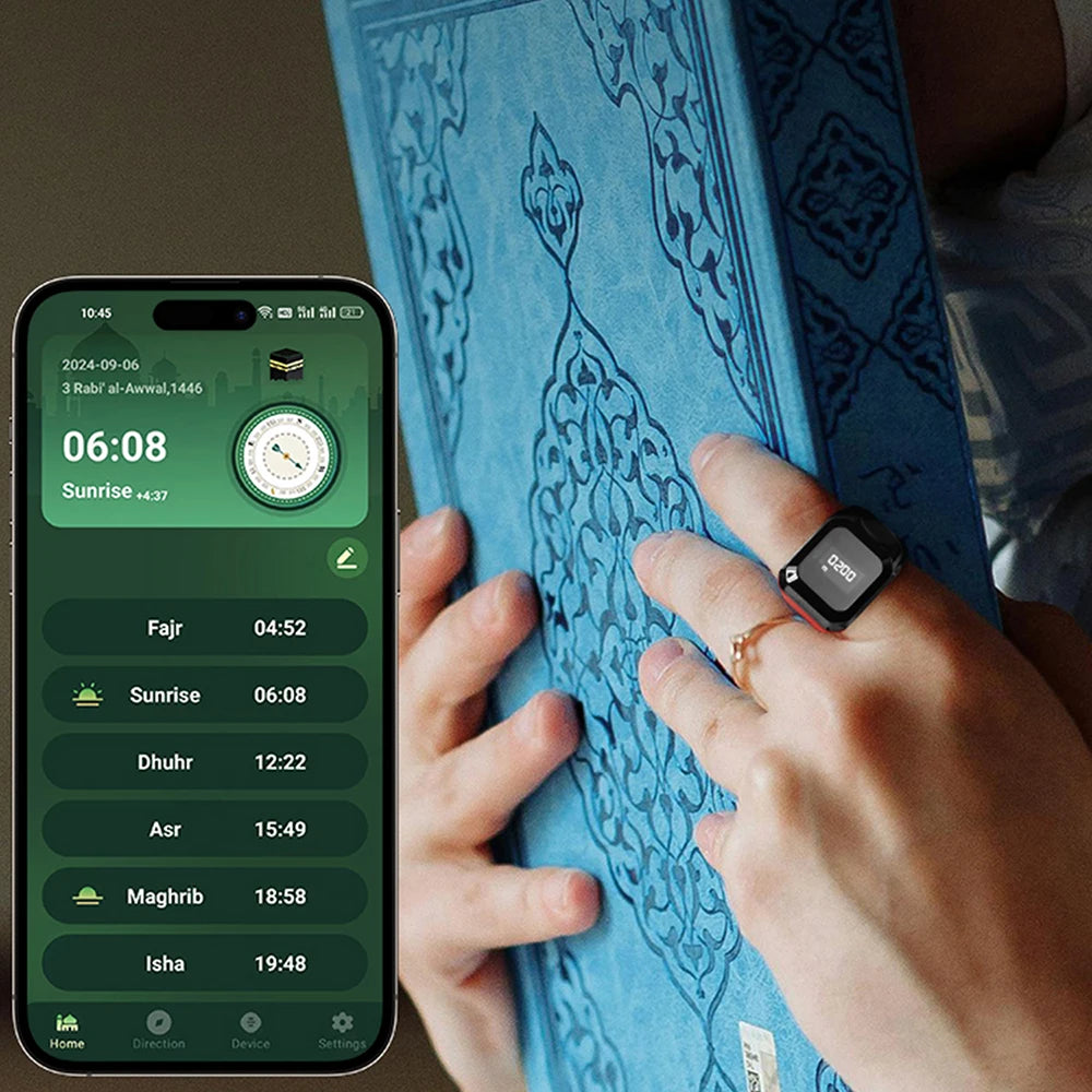 Smart Ring Counter Bluetooth Counting Ring APP Control 9999 4-digit Type-C Rechargeable Muslims Zikr Ring Prayer Finger Counter