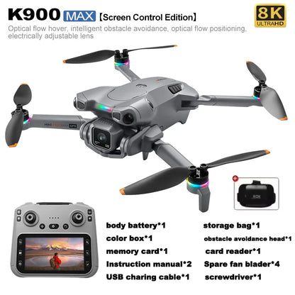 New K900 MAX GPS Drone Professional Dual Camera 8K Screen Remote Control UAV Brushless Obstacle Quadcopter Airplane Kid Gift Toy