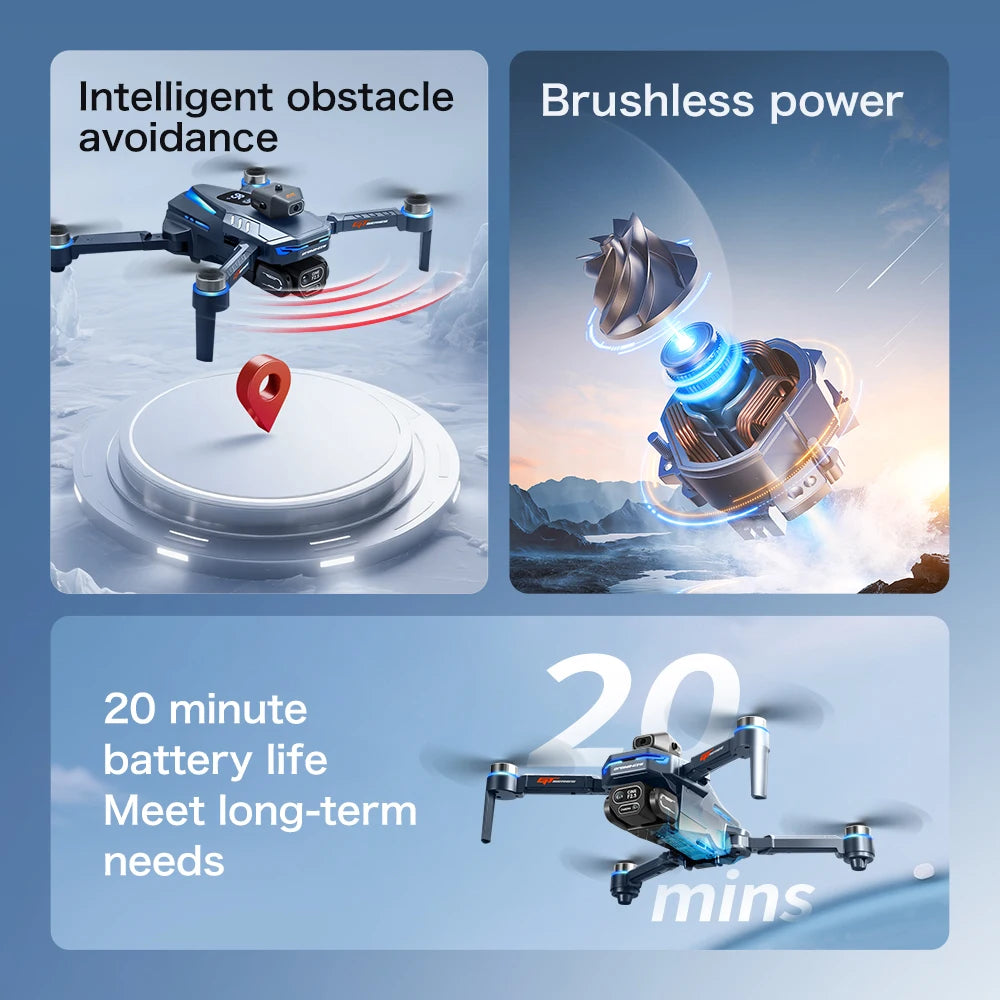 New GT8 Drone 8K HD Dual Camera GPS FPV Brushless Motor 5G WIFI Optical Flow Hovering Real Time Battery Display Quadcopter