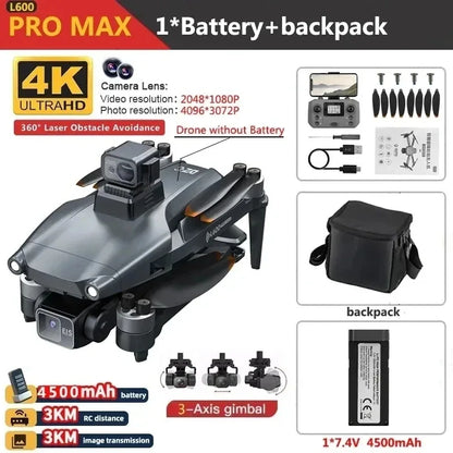 L600 PRO/L600 PRO MAX GPS Drone 4K Professional HD Camera 3-Axis Gimbal 5G FPV Brushless Optional Avoiding Obstacle Quadcopter