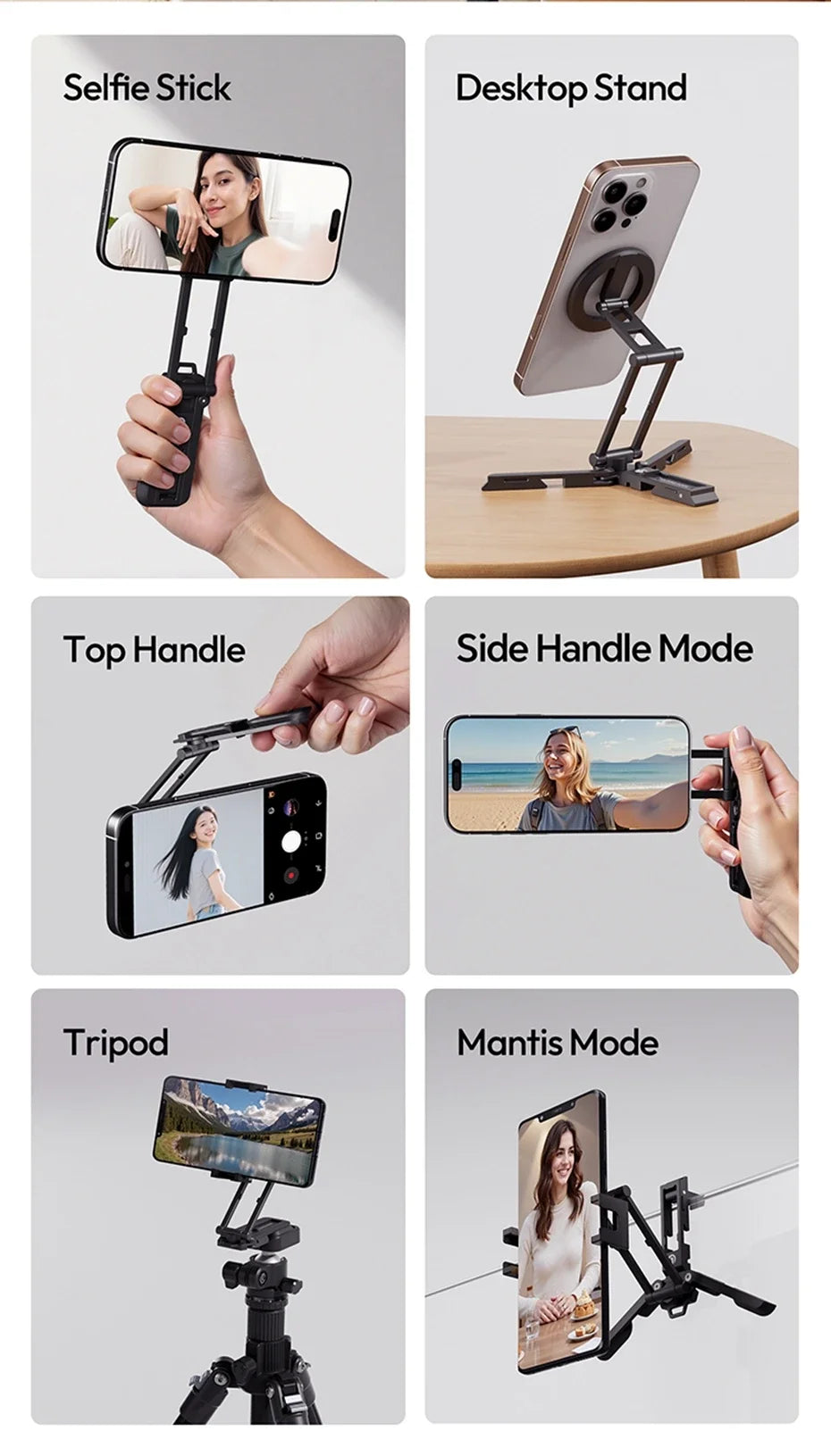 Original Ulanzi SK29 Foldable Magnetic Phone Stand Phone Clamp Selfie Stick Desktop Tripod 360° Rotation for Vlog Livestreaming
