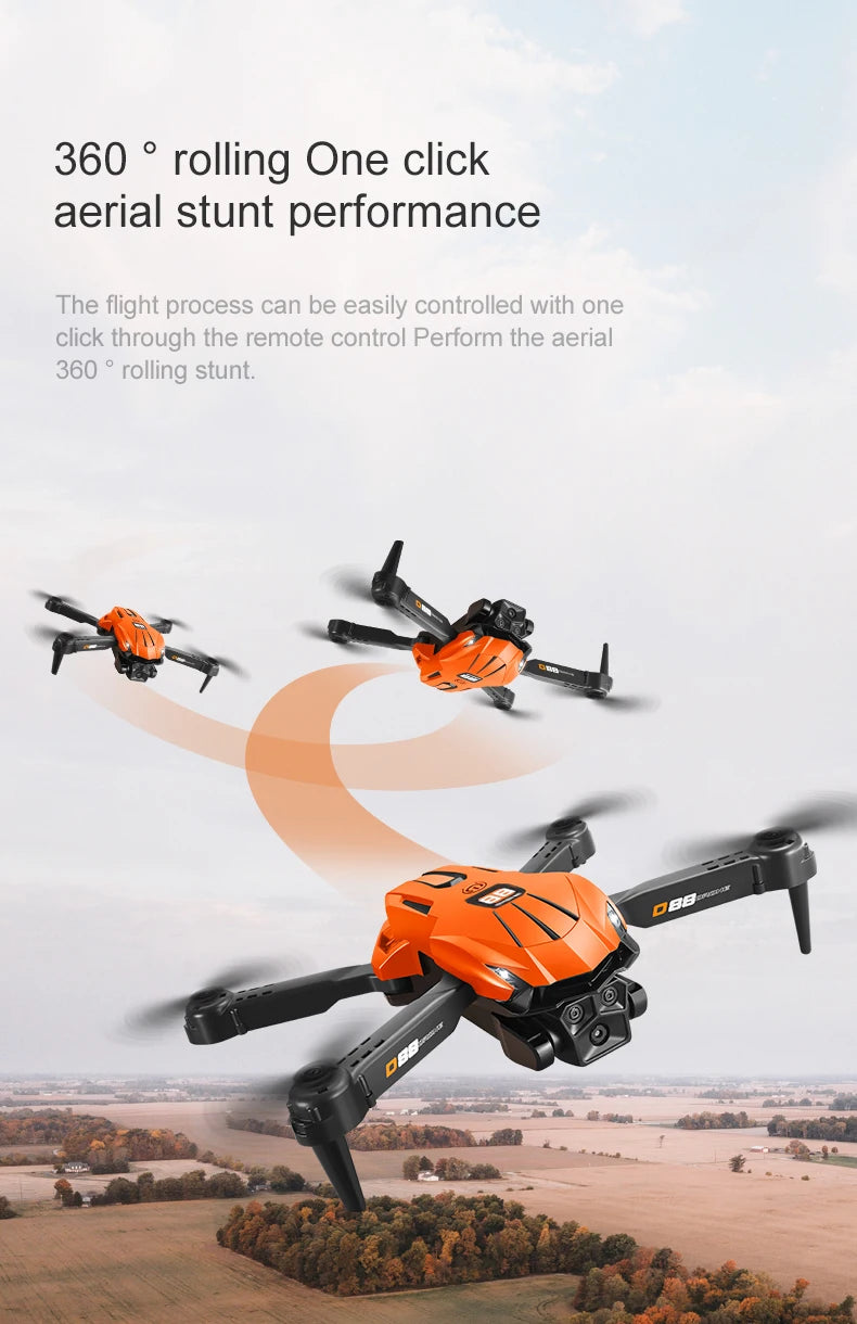 NewD88 4K RC Drone,360°Flip,Headless Mode,One Key Return,Altitude Hold,WiFi FPV,Dual Cam Switch,90°Lens Adjust,Birthday Gift Toy