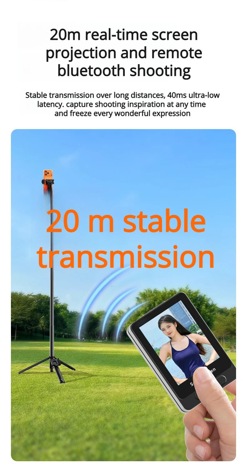 Smartphone Rear Selfie Screen with Selfie Stick Tripod suit.Selfie Pole Real-time Projection,for Vlog/Travel/Selfie/Group Photos