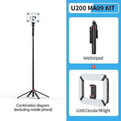 Ulanzi MA09 1.8m Selfie Stick Tripod for iPhone 16 15 Android Phone with Remote Control Panoramic Ball head Holder U200 VL49 Kit