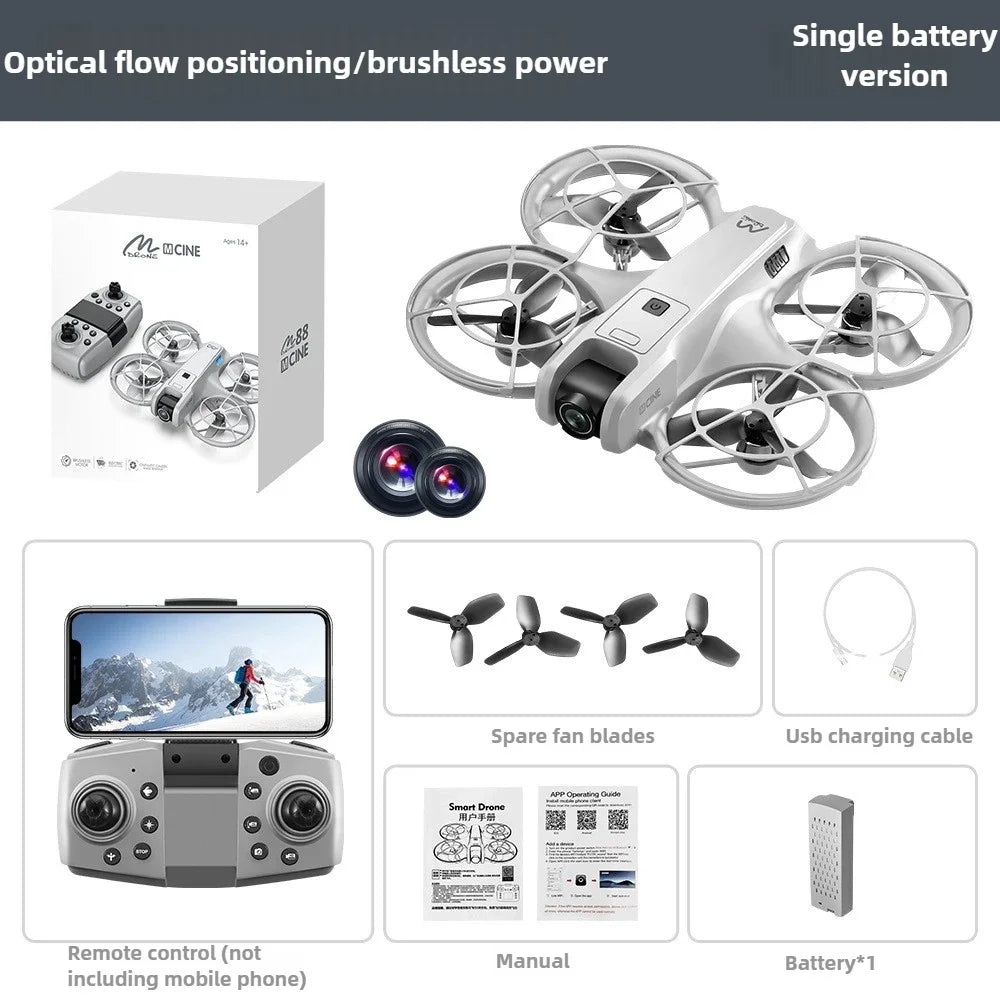 Brushless Drone New M88 Aerial Photography Optical Flow Positioning Quadcopter Remote-controlled Aircraft Toy Gift Box Set