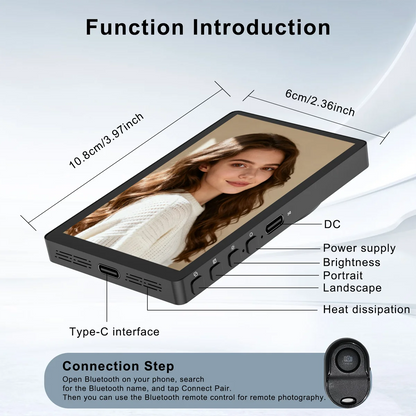Vlog Screen Selfie Monitor, Magnetic Phone Holder Clip Mount, Using Phone Rear Camera for Selfie Vlog Live Stream