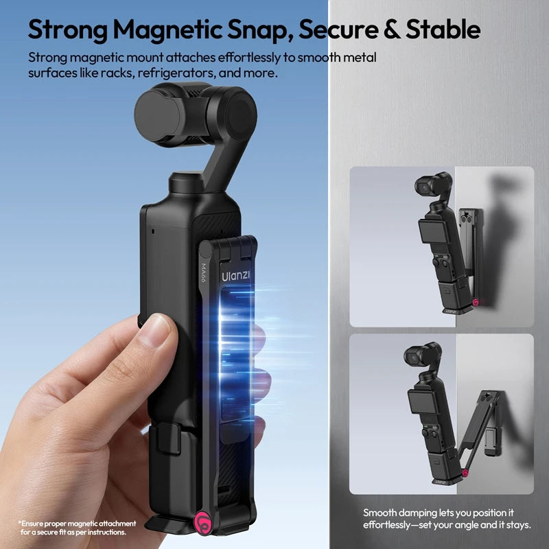 Ulanzi MA66 Magnetic Quick Release Tripod for DJI Pocket 3 Foldable Selfie Stick Handle Tripod with Hidden Hook for Travel