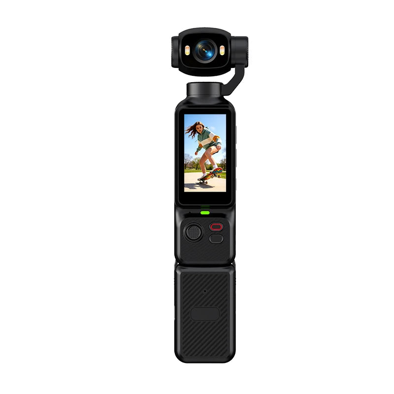 4K Handheld Gimbal Action Camera HD 180° Rotatable Lens Anti-shake Pocket Vlog Camera with Fill Light for Outdoor Sports