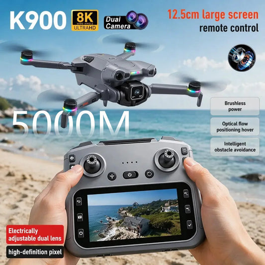 New K900 MAX GPS Drone Professional Dual Camera 8K Screen Remote Control UAV Brushless Obstacle Quadcopter Airplane Kid Gift Toy