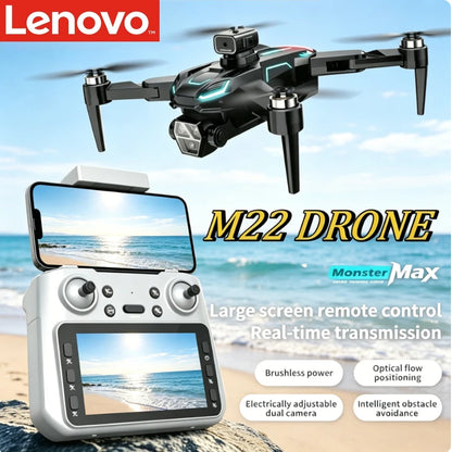 Lenovo M22 GPS Drone 8K ESC Dual Camera 5G WIFI FPV Screen Controller Brushless Optical Flow Long Endurance RC Aerial Quadcopter
