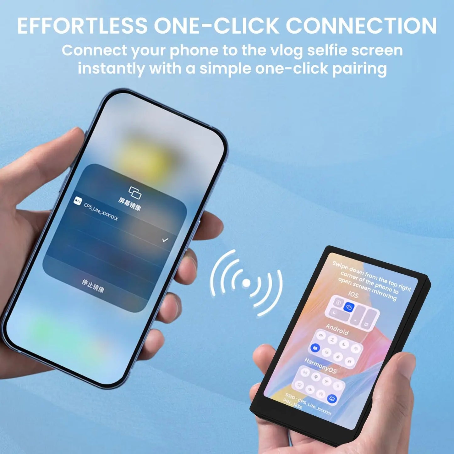 Magnetic Phone Projector Screen Android iPhone Rear Camera Selfie for Vlog Live Stream Video Recording Smart Monitor Accessory