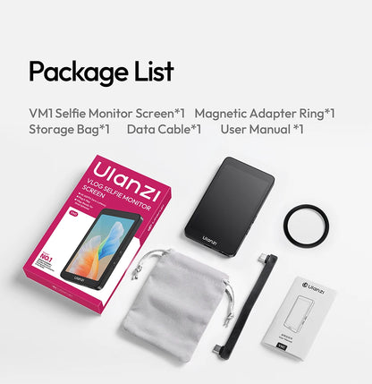 Ulanzi VM1 Vlog Selfie Monitor Screen for iPhone 17 16 15 Selfie Monitor Screen with Magnetic Ring Livestreaming Vlog Shots