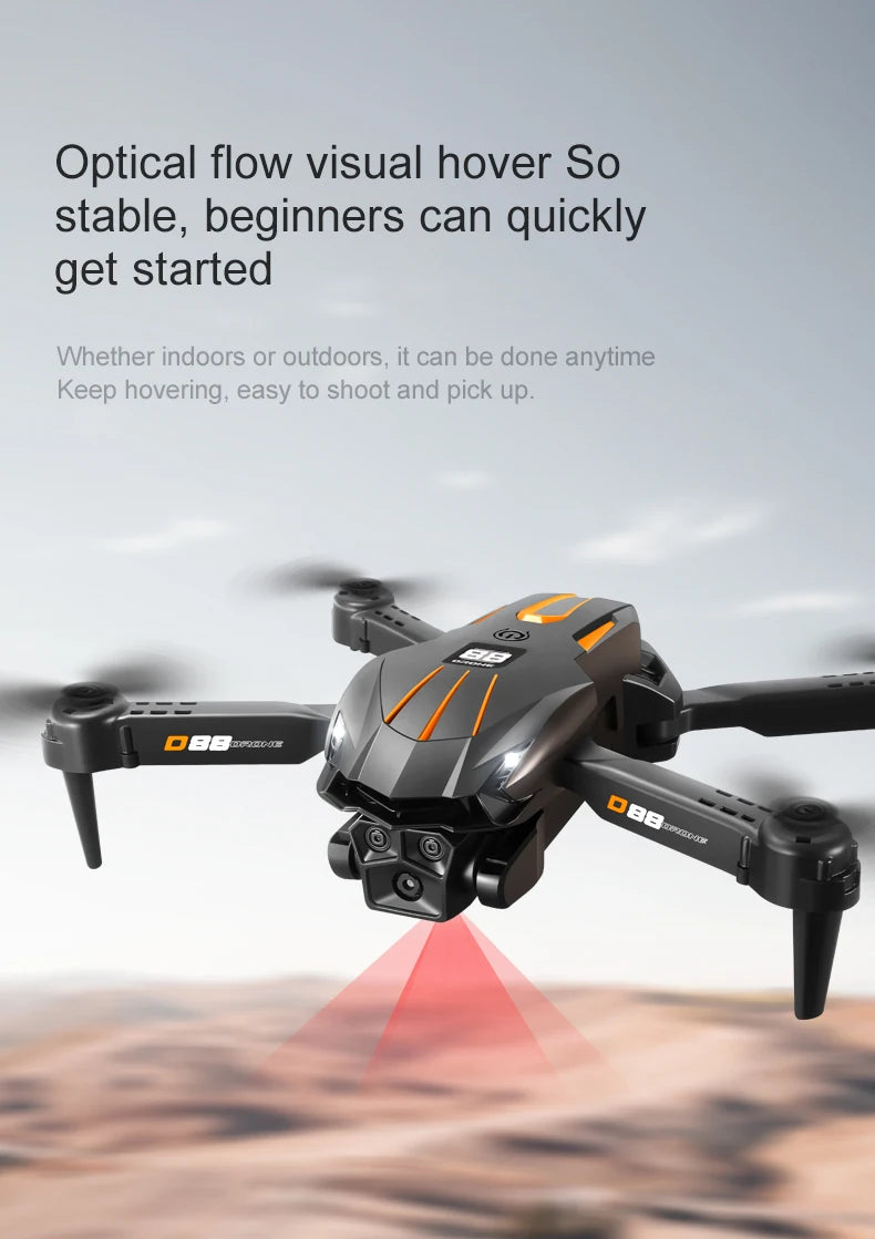 NewD88 4K RC Drone,360°Flip,Headless Mode,One Key Return,Altitude Hold,WiFi FPV,Dual Cam Switch,90°Lens Adjust,Birthday Gift Toy