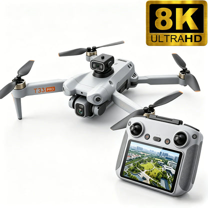 T33 New GPS Folding Drone 4,5" Screen 25 Min Battery 8K Movie Camera Optical Flow Position Aircraft Obstacle Avoidance Brushless