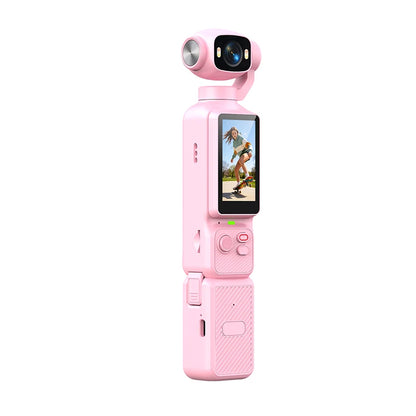 4K Handheld Gimbal Action Camera HD 180° Rotatable Lens Anti-shake Pocket Vlog Camera with Fill Light for Outdoor Sports