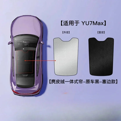 For Xiaomi YU7 SU7 2024 2025 Sunroof Sunshade Suede Anti-UV Heat Insulation Roof Glass Sun Shade Skylight Modification Accessory