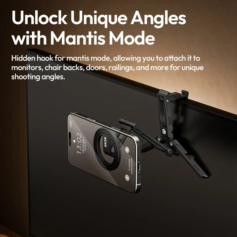 Original Ulanzi SK29 Foldable Magnetic Phone Stand Phone Clamp Selfie Stick Desktop Tripod 360° Rotation for Vlog Livestreaming
