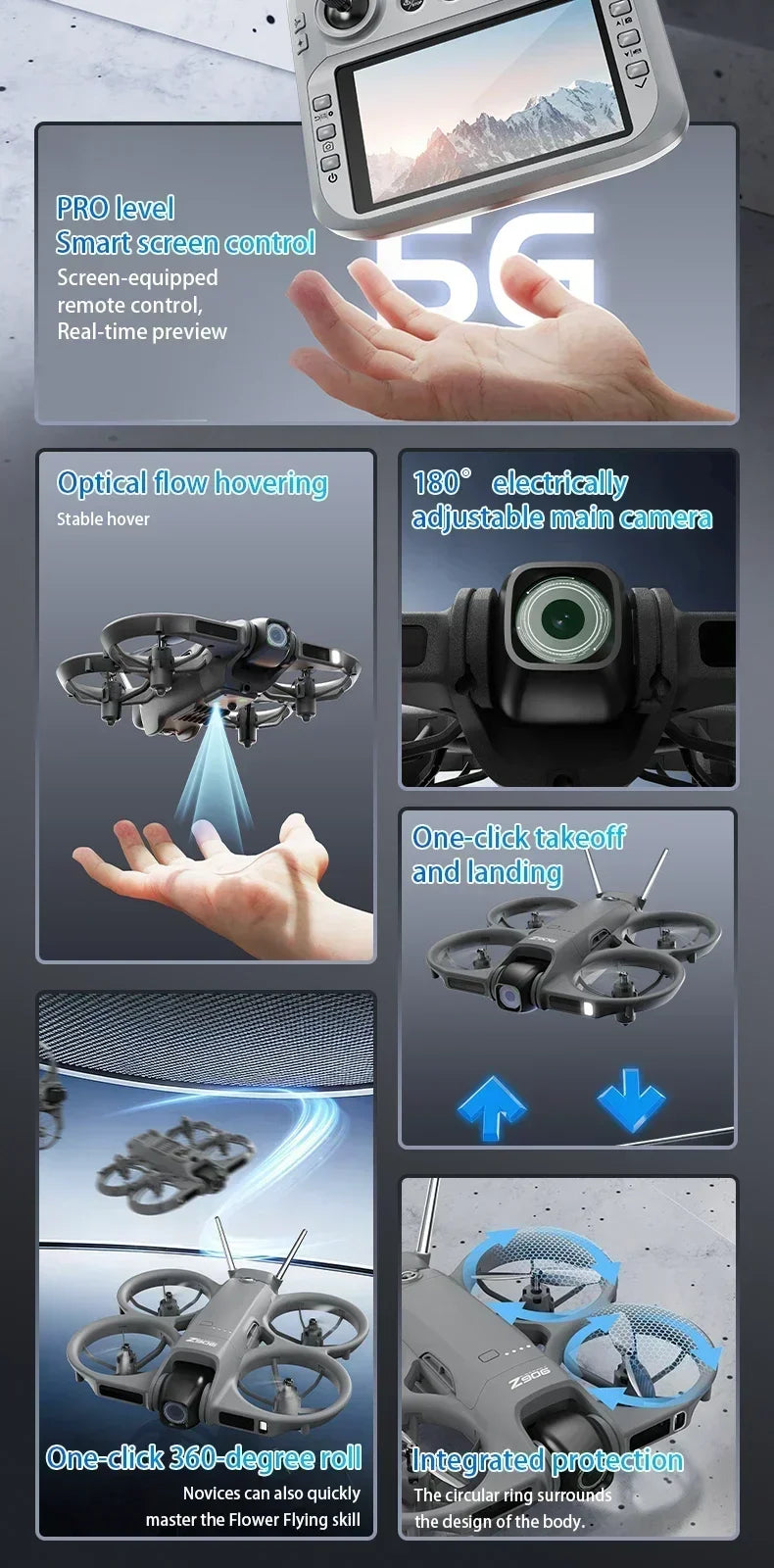 Xiaomi Z906 Drone 8K Aerial HD Intelligent Avoiding Obstacle with Larger Screen Remote Control Folding Brushless Power GPS Drone