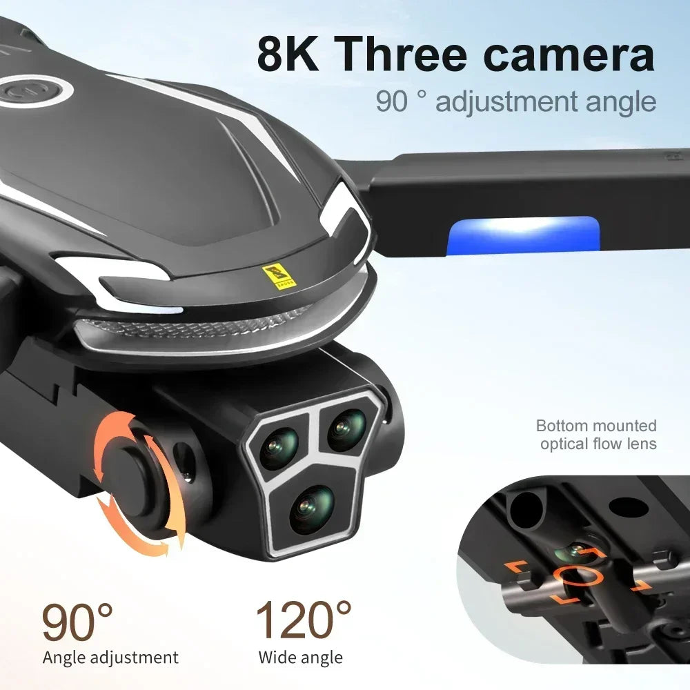 New V888 Drone 8K GPS Triple Camera Professional Obstacle Avoidance Optical Flow Positioning BrushlessUpgraded RC Quadcopter
