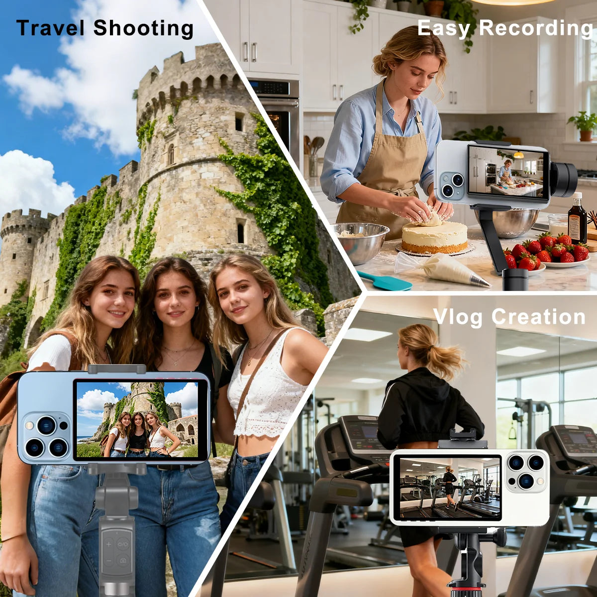 Vlog Screen Selfie Monitor, Magnetic Phone Holder Clip Mount, Using Phone Rear Camera for Selfie Vlog Live Stream