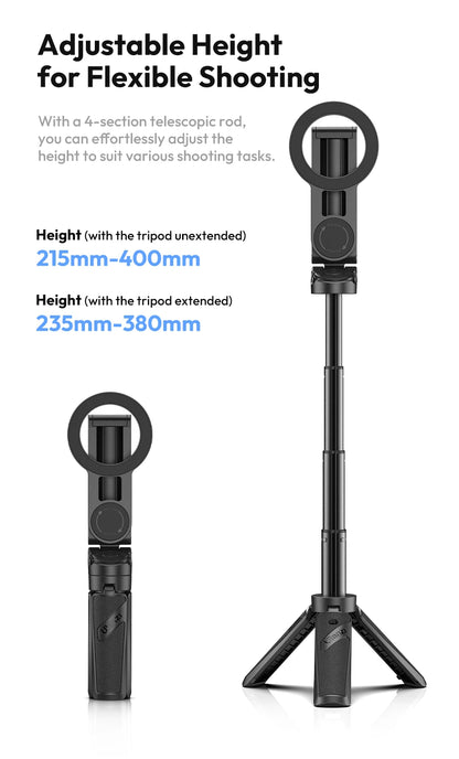 Ulanzi JJ03 Magnetic Phone Tripod Wireless Handle Selfie Stick Desktop Foot  Suitable iPhone 16/15/14/13 Pro Max