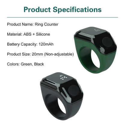 Smart Ring Counter Bluetooth Counting Ring APP Control 9999 4-digit Type-C Rechargeable Muslims Zikr Ring Prayer Finger Counter