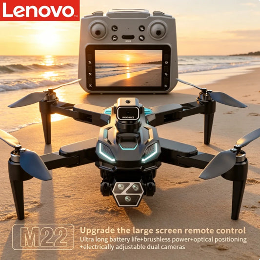 Lenovo M22 GPS Drone 8K ESC Dual Camera 5G WIFI FPV Screen Controller Brushless Optical Flow Long Endurance RC Aerial Quadcopter