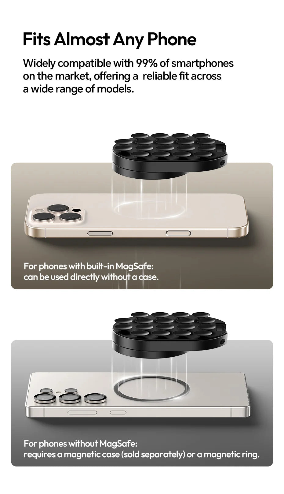 Ulanzi MA39 MagLock Suction Cup Phone Mount Desktop Stand for iPhone 17 16 15 14 with Suction Bottom for Wall Glass