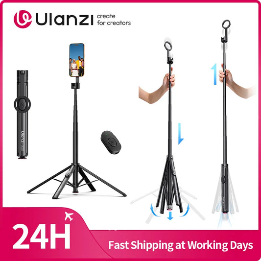 Ulanzi SK-21 Magnetic Auto-Open Tripod Selfie Stick for iPhone 17 16 15 14 Portable Selfie Ground Tripod for Travel Vlog Video